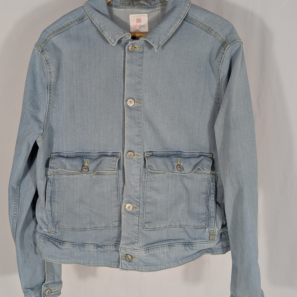 LuLaRoe Kenny Light Blue Cotton Blend Button Up Heavy Denim Jacket Size XL